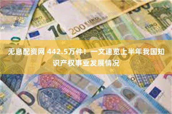 无息配资网 442.5万件！一文速览上半年我国知识产权事业发展情况